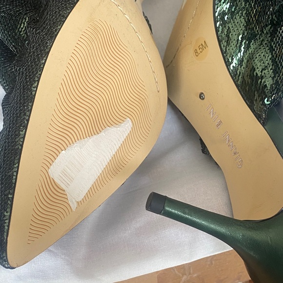 Gianni Bini Sparkling Green Sequin Mules - Picture 5 of 6